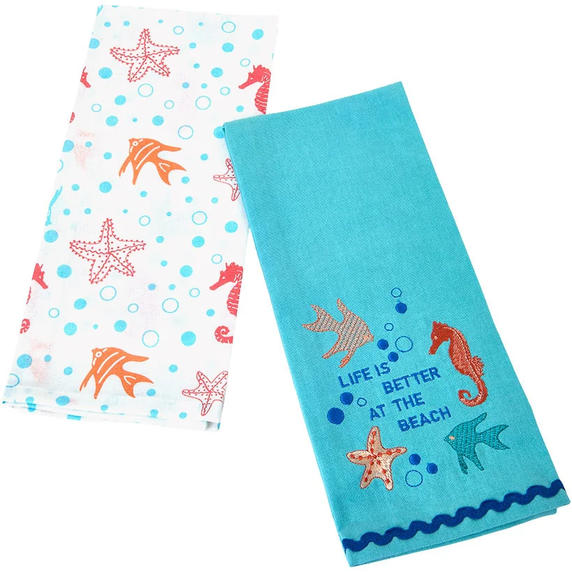 Coastal Themed Embroidered Kitchen Towels, Set of 2 - Image 6