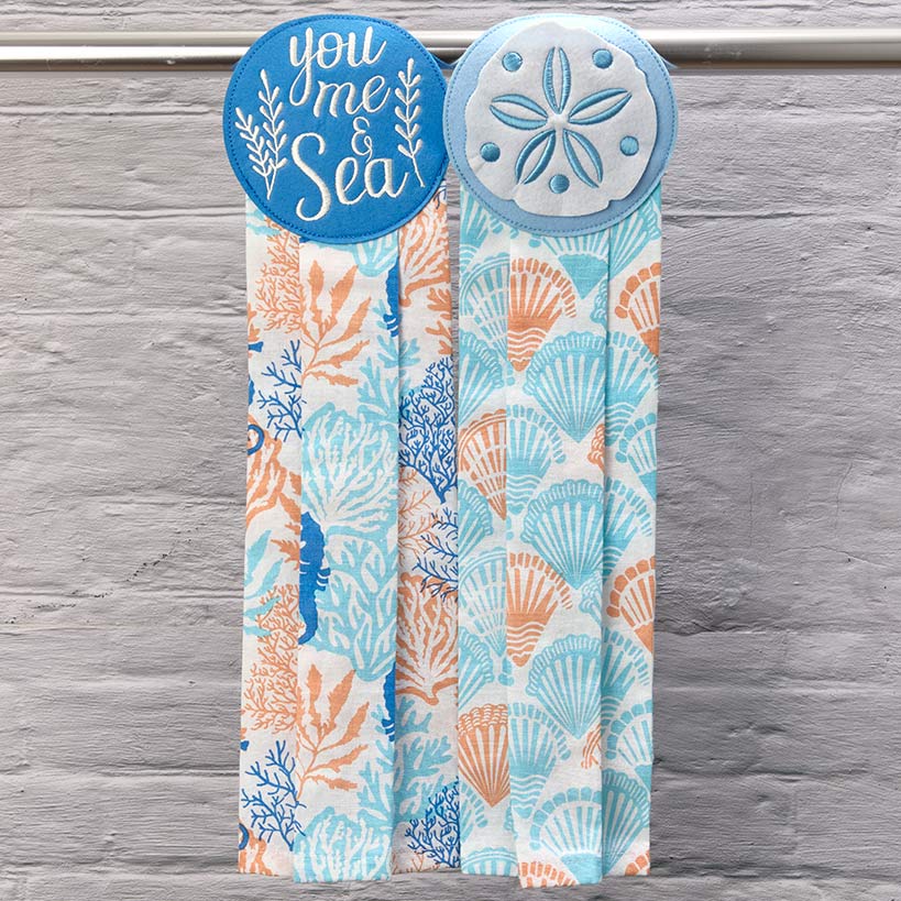 Coastal Themed Kitchen Embroidered Tie Towels, Set of 2 - Image 3