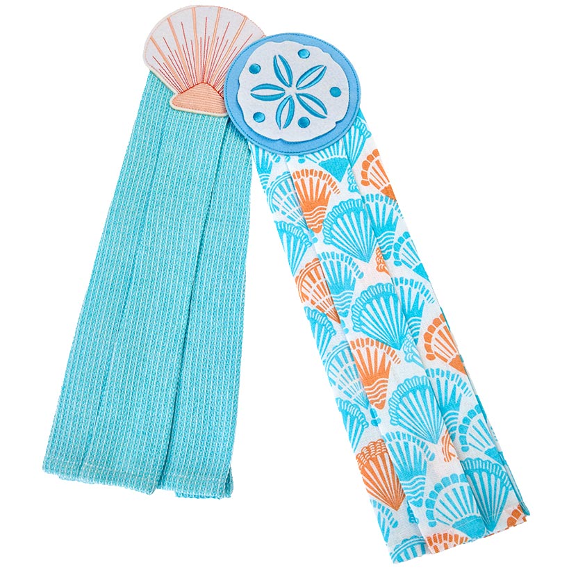 Coastal Themed Kitchen Embroidered Tie Towels, Set of 2 - Image 4
