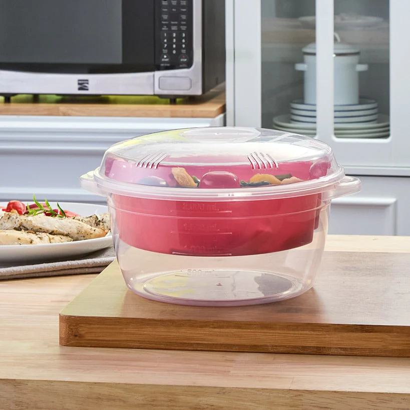 Compact Microwave Rice Cooker or Vegetable Steamer with Lid - Image 3