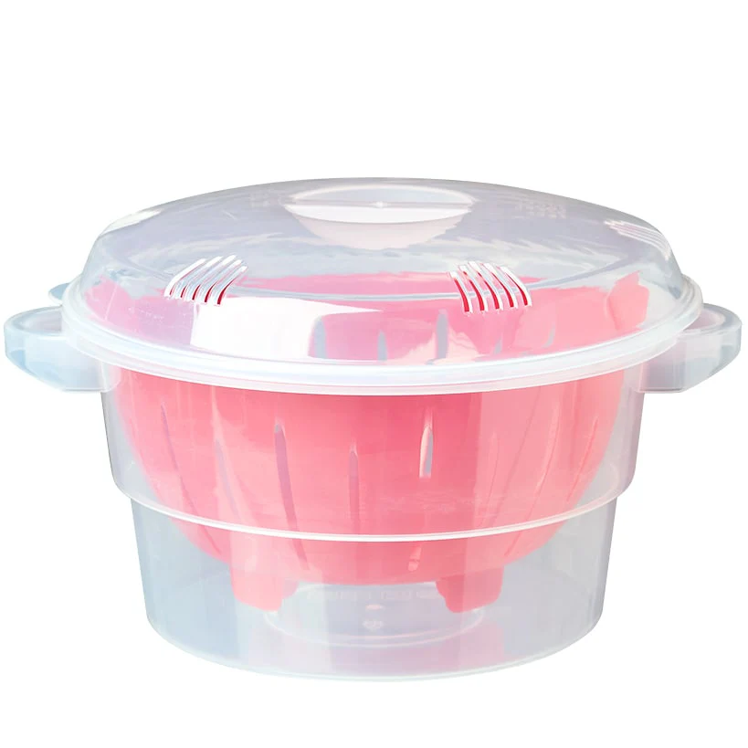 Compact Microwave Rice Cooker or Vegetable Steamer with Lid - Image 7