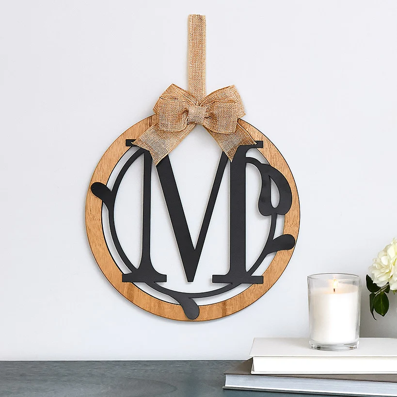 Country Monogram or Welcome Wall Hanging With Bow - Image 3