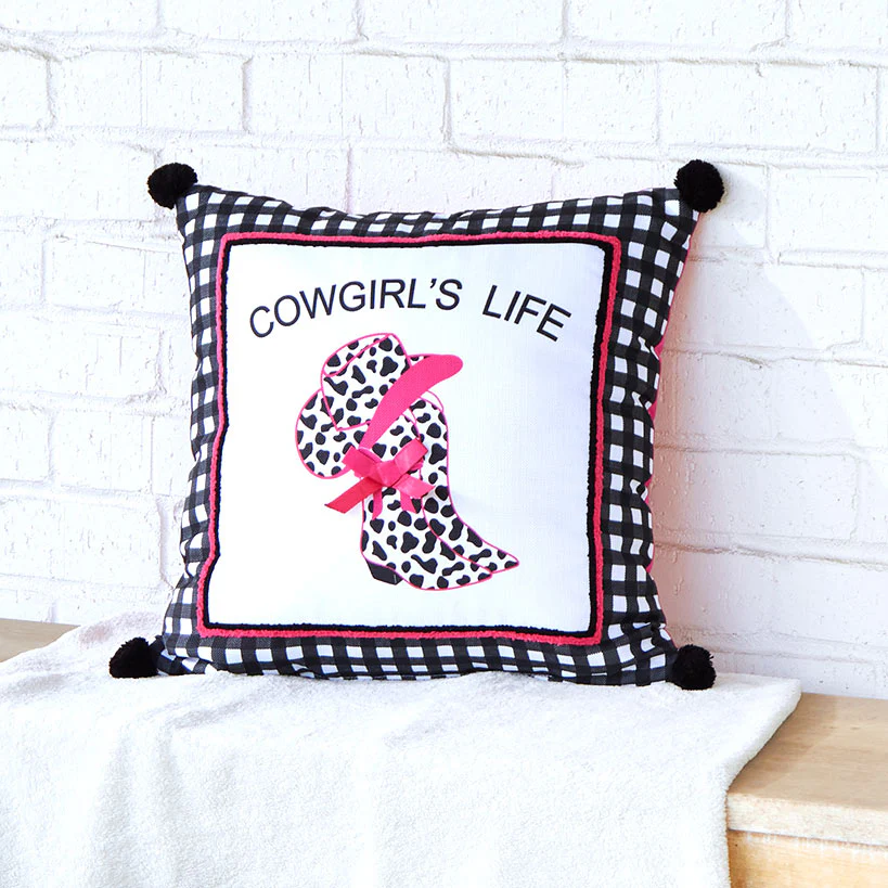 Cowgirl Embroidered Decorative Pillow - Image 3