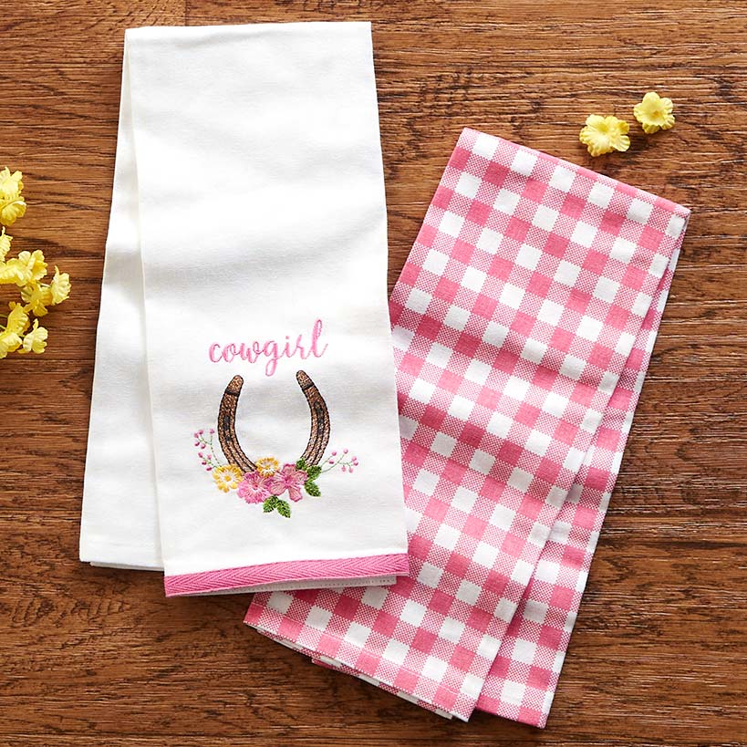Cowgirl Themed Embroidered Kitchen Towels, Set of 2 - Image 2