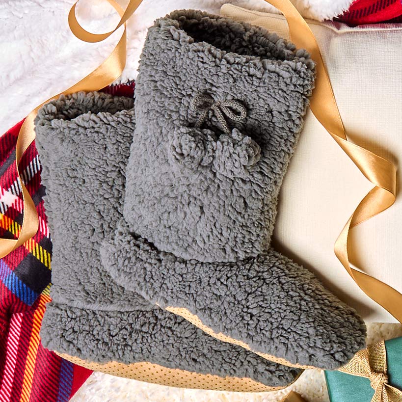 Cozy Sherpa Snuggle Socks Gray Small/Medium - Image 2
