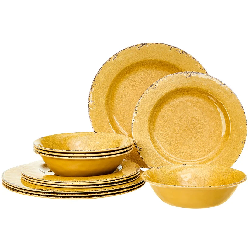 Crackle Lightweight Melamine Dinnerware Set - 12-Pc. - Image 4