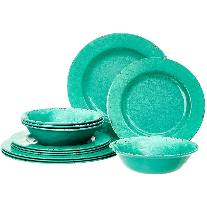 Crackle Lightweight Melamine Dinnerware Set - 12-Pc. - Image 5