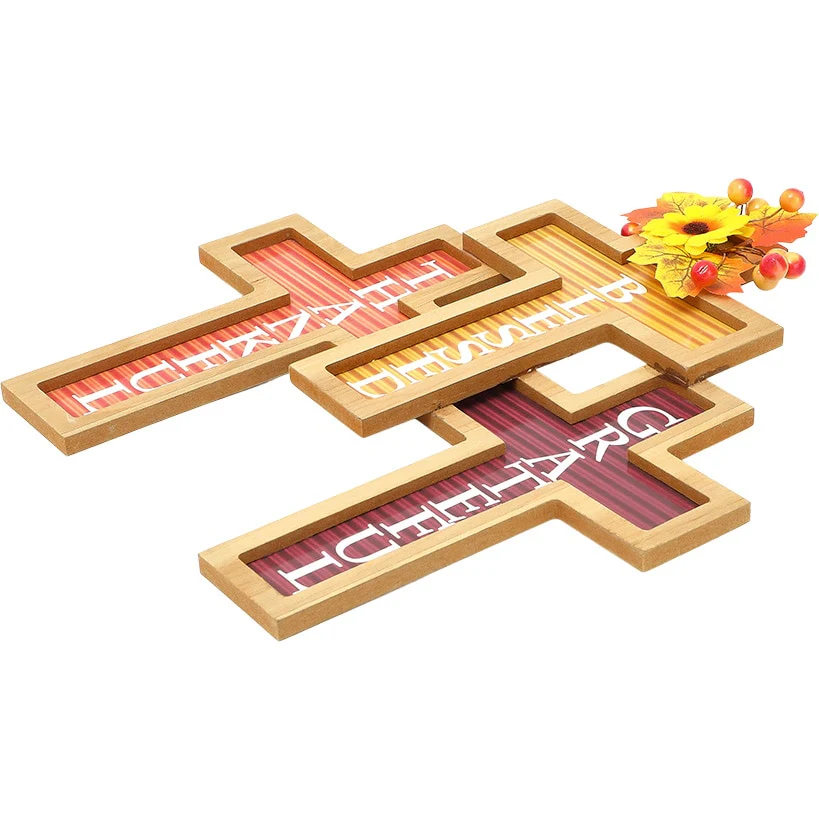 Cross Harvest Wall Decor With Sentiment Thankful Blessed And Grateful - Image 2
