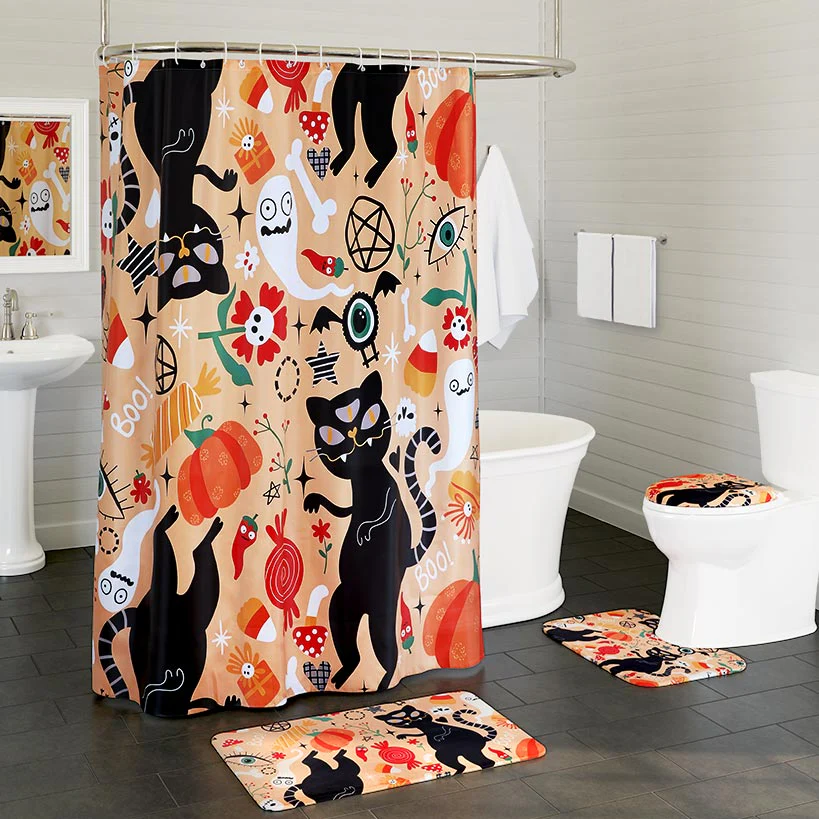 Dancing Cats Halloween Bath Set 16-Pc. Memory Foam