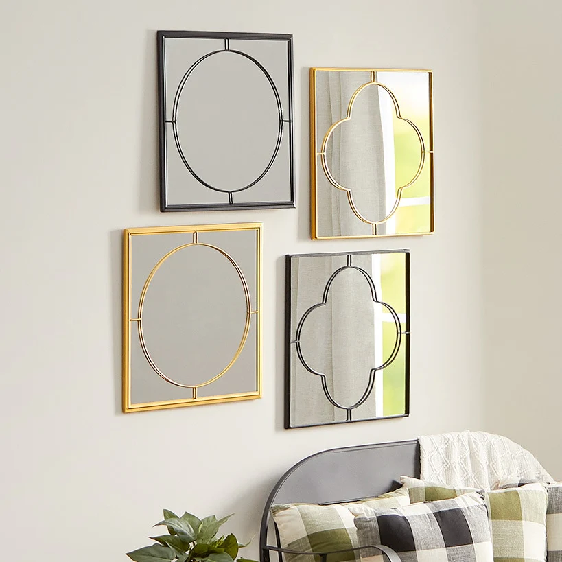 Decorative Flower or Oval Metal Mirrors - Black or Gold