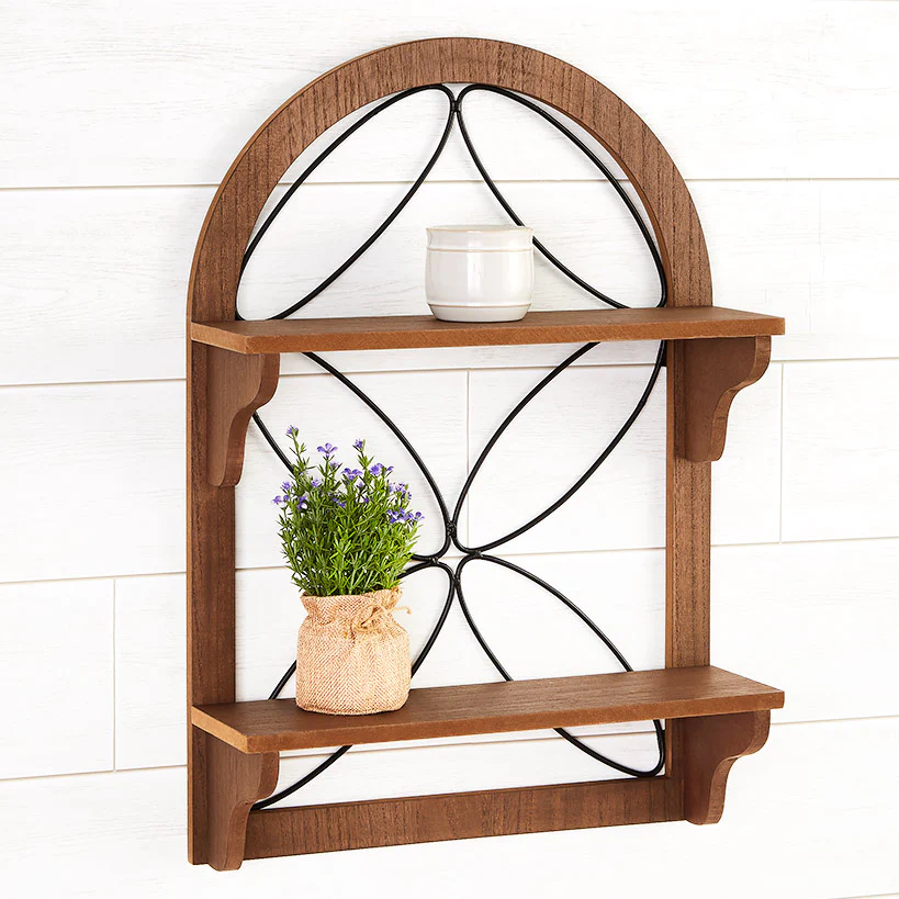 Decorative Wood-Like Console Table or Matching Shelf with Metal Scroll - Image 2