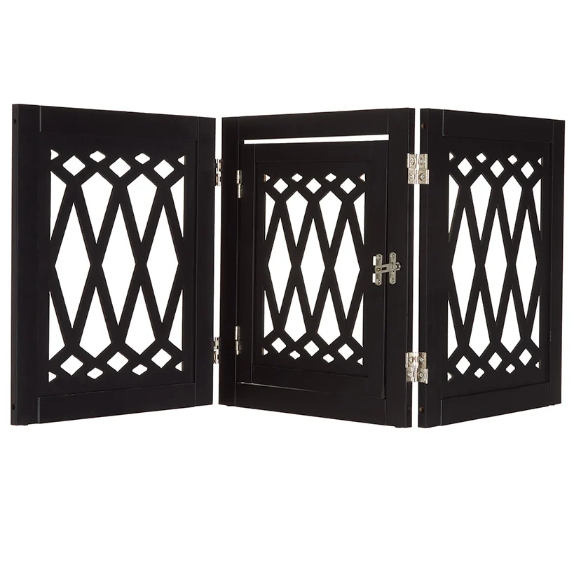 Diamond-Cut Design Pet Gate with Door - Image 3