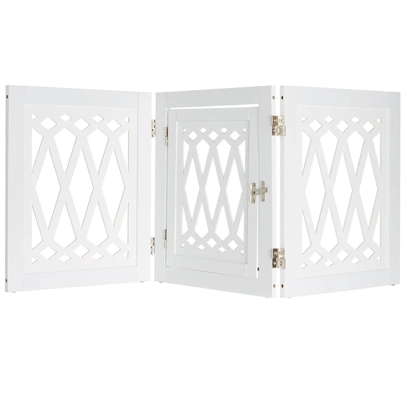 Diamond-Cut Design Pet Gate with Door - Image 4