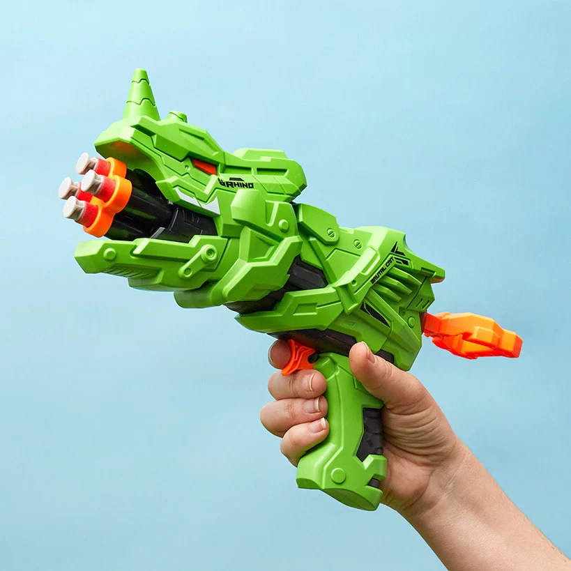 Dino Foam Dart Blaster - 4 Dart Capacity for Ultimate Target Practice Fun