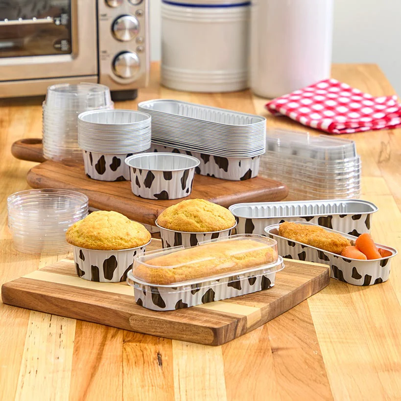 Disposable Cow Printed Oblong Mini Baking Tins - 25 Pack - Image 2