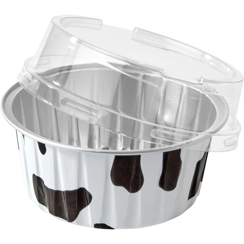 Disposable Cow Printed Round Mini Baking Tins - 25 Pack - Image 2