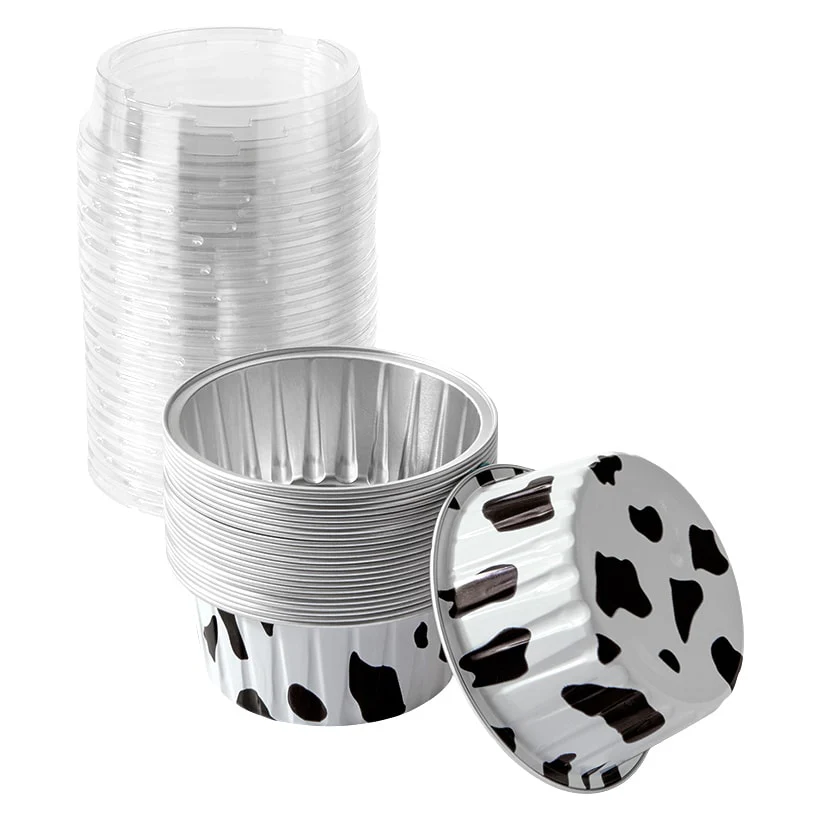 Disposable Cow Printed Round Mini Baking Tins - 25 Pack - Image 4