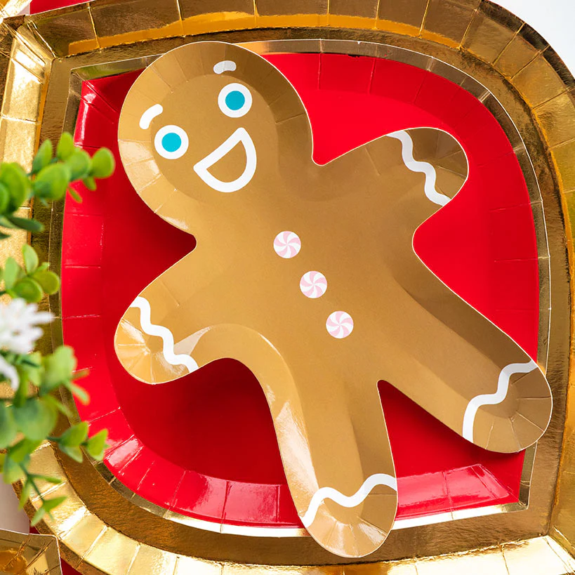 Disposible Gingerbread Men Dessert Plates or Peppermint Napkin Set - Image 3