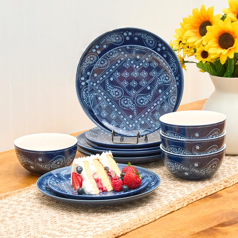 Dolly Parton Stoneware Everyday Paisley 12-Pc Dinnerware Set - Image 4