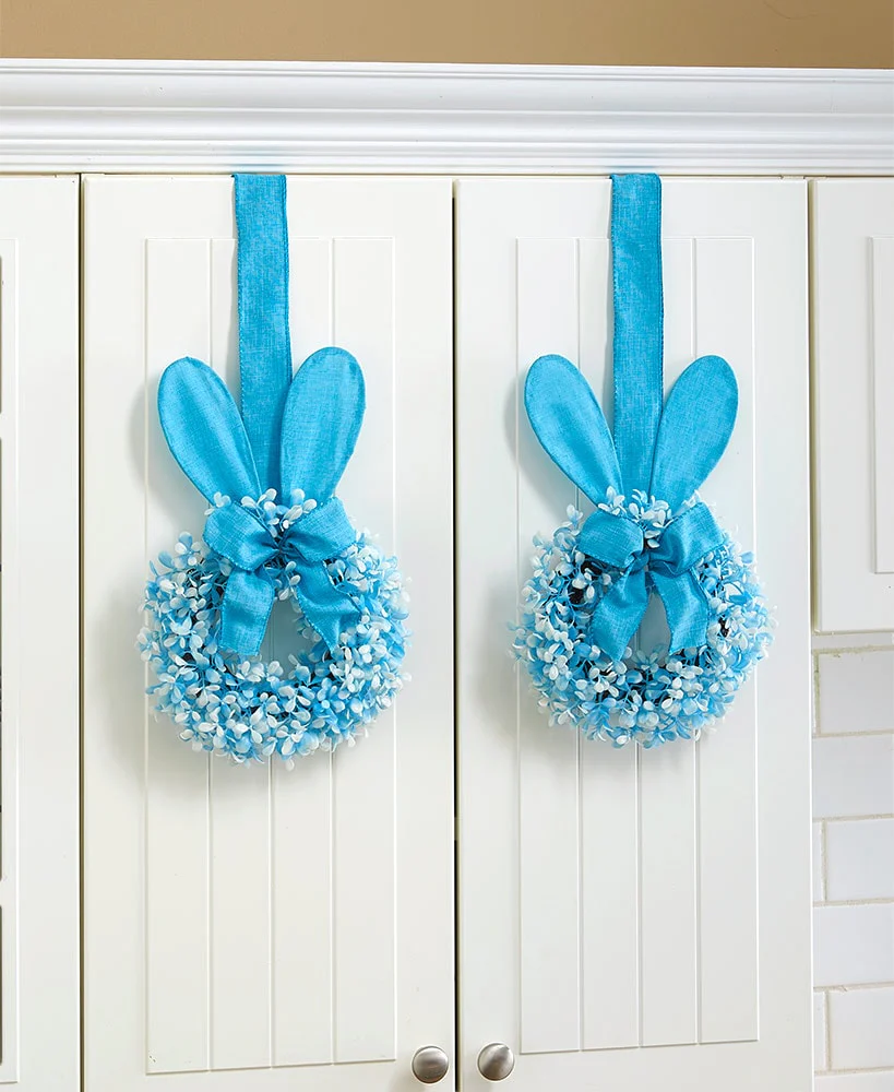 Easter Bunny Cabinet Wreath - Blue, Pink, Or Purple