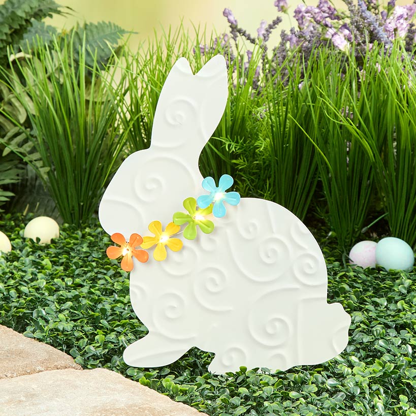 Easter Bunny With Solar Flowers Stake - Sitting or Standing - Image 3