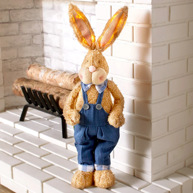 Easter Country Bunnies With Lighted Ears Or Blue Carrot Garland - Image 12