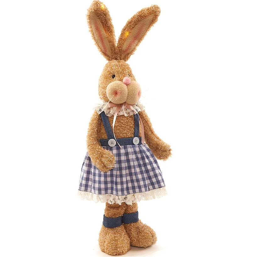 Easter Country Bunnies With Lighted Ears Or Blue Carrot Garland - Image 14