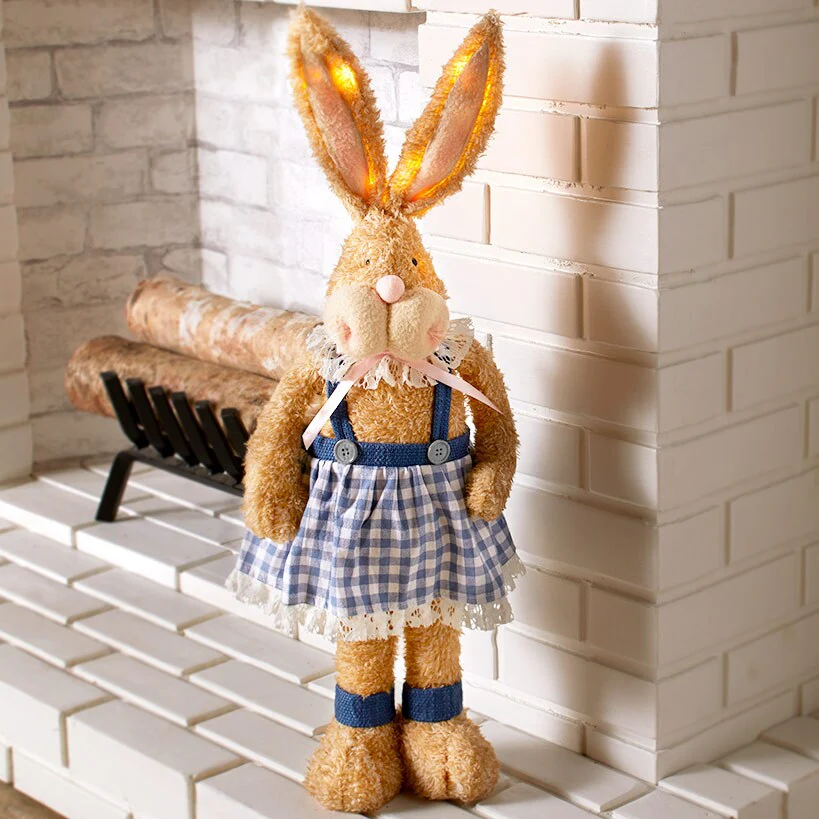 Easter Country Bunnies With Lighted Ears Or Blue Carrot Garland - Image 7