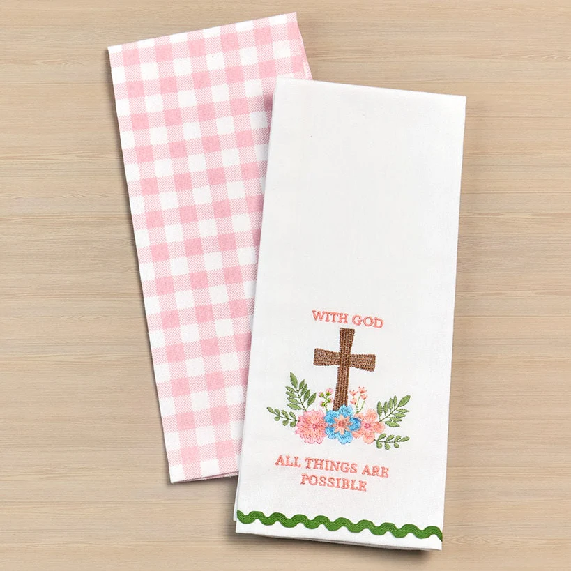Easter Embroidered Religious Kitchen Towels, Set of 2 - Image 2