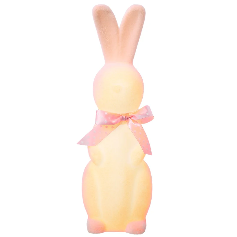 Easter Flocked Lighted Bunny Tabletop Décor - Green, Pink, Or Lavender - Image 7