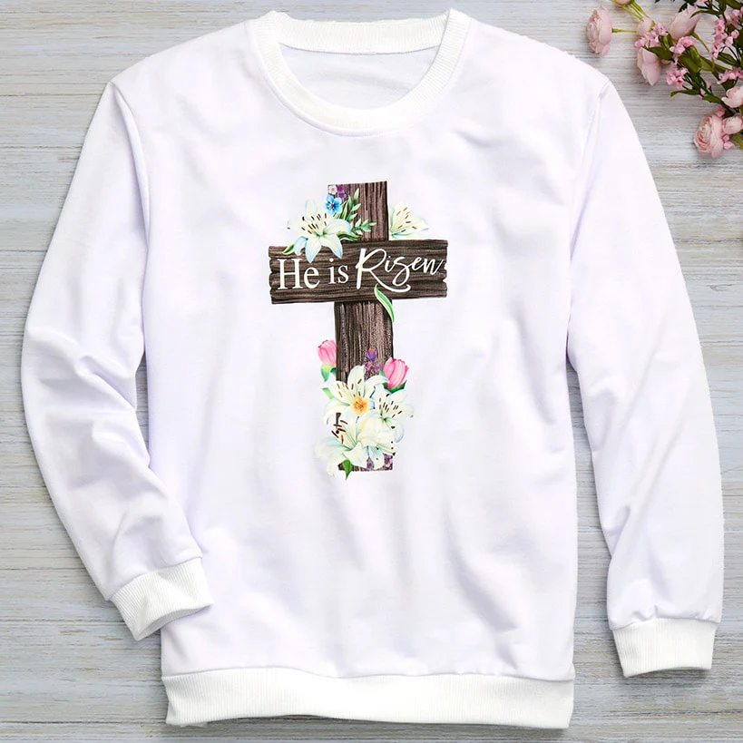 Easter He Is Risen Cross Sweatshirt - Image 3