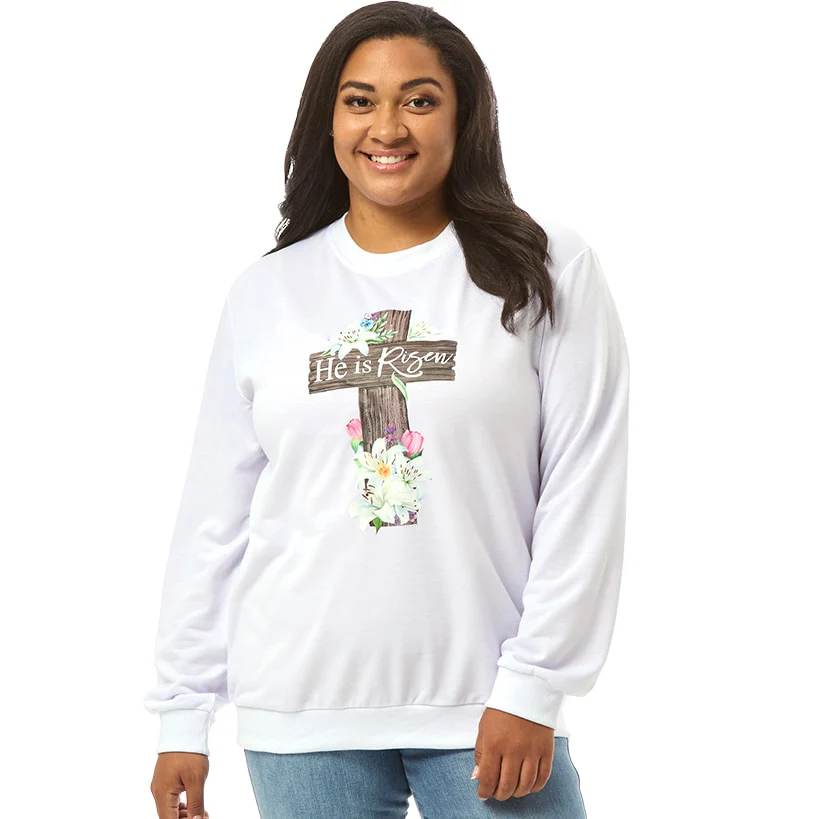 Easter He Is Risen Cross Sweatshirt - Image 4