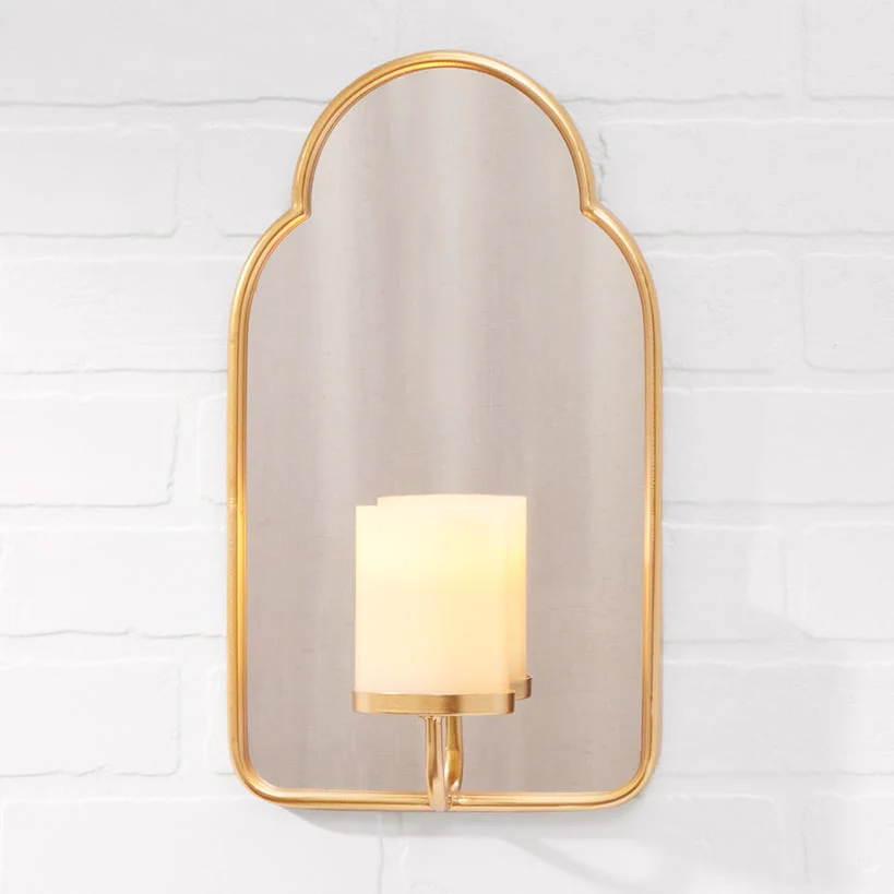 Elegant Mirror Wall Sconce With LED Candle - Black or Gold - Image 5