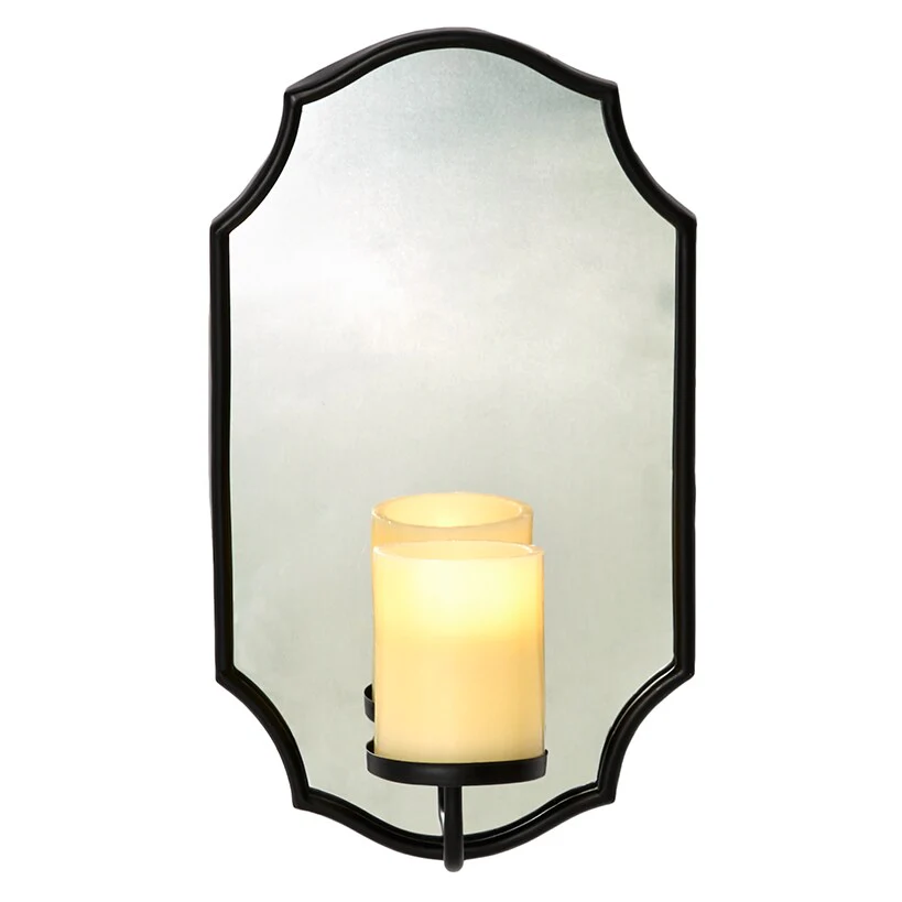 Elegant Mirror Wall Sconce With LED Candle - Black or Gold - Image 6