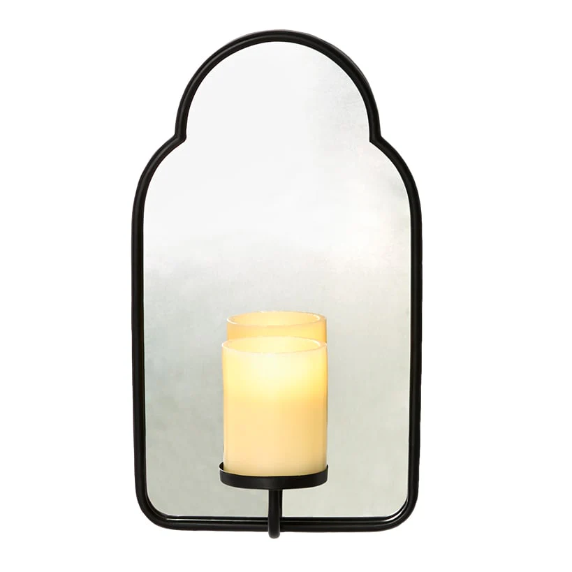 Elegant Mirror Wall Sconce With LED Candle - Black or Gold - Image 8