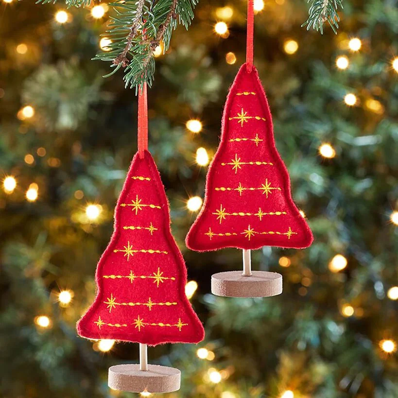 Embellished Plush Tree Ornaments Set of 2 - Image 3