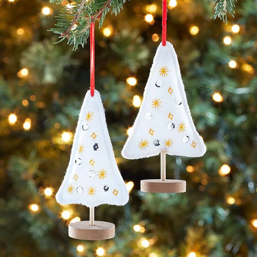 Embellished Plush Tree Ornaments Set of 2 - Image 5