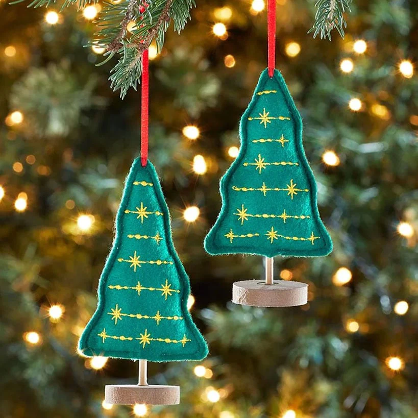 Embellished Plush Tree Ornaments Set of 2 - Image 7