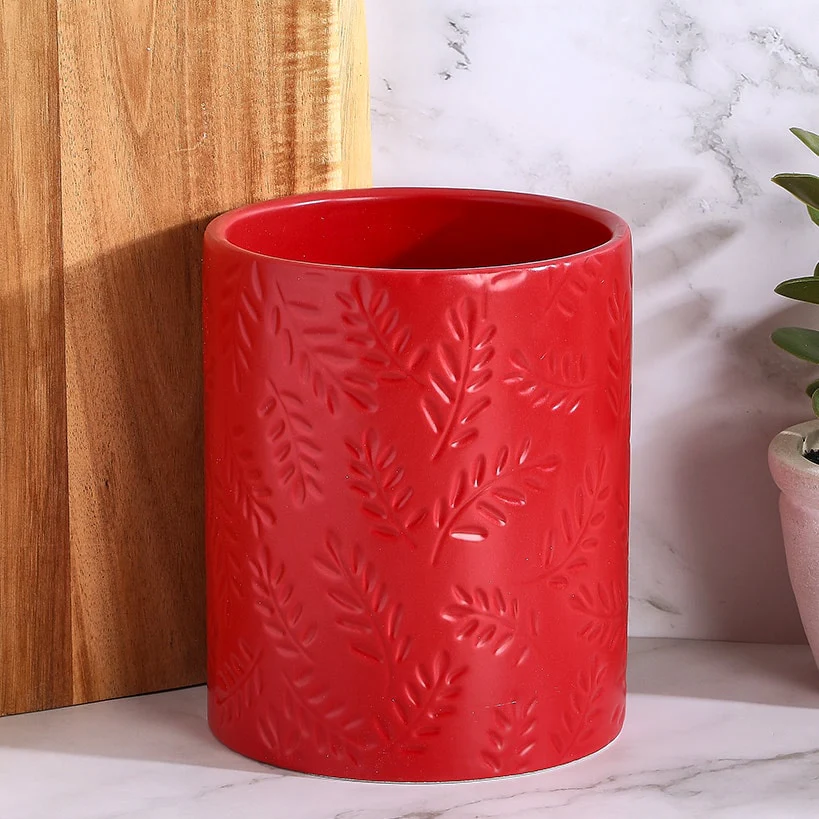 Embossed Kitchen Tool Crock Decorative Utensil Holder - Image 2