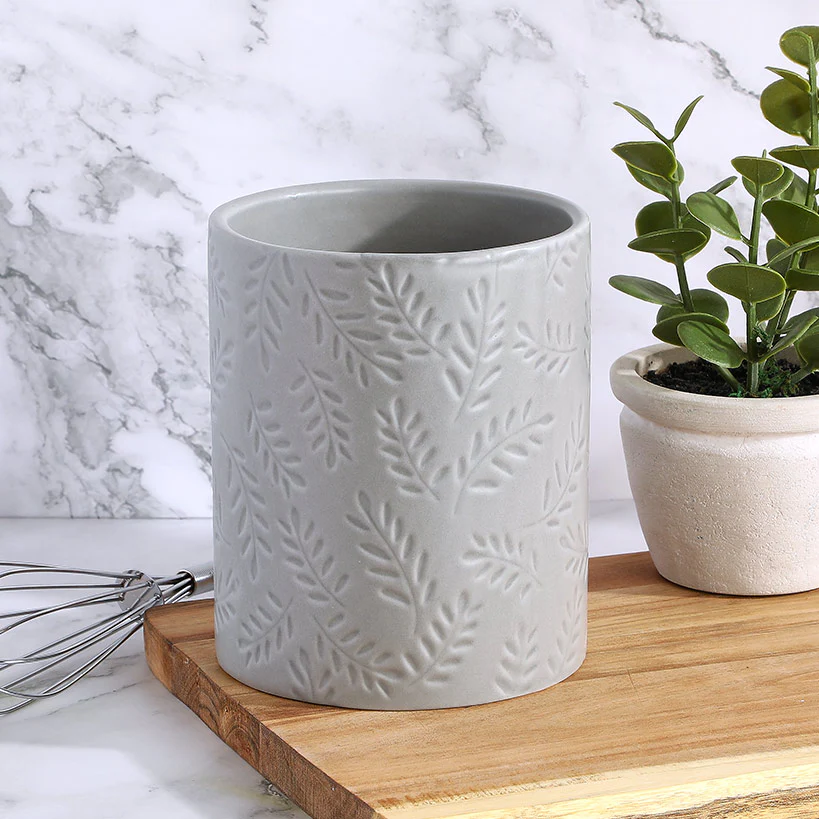 Embossed Kitchen Tool Crock Decorative Utensil Holder - Image 3