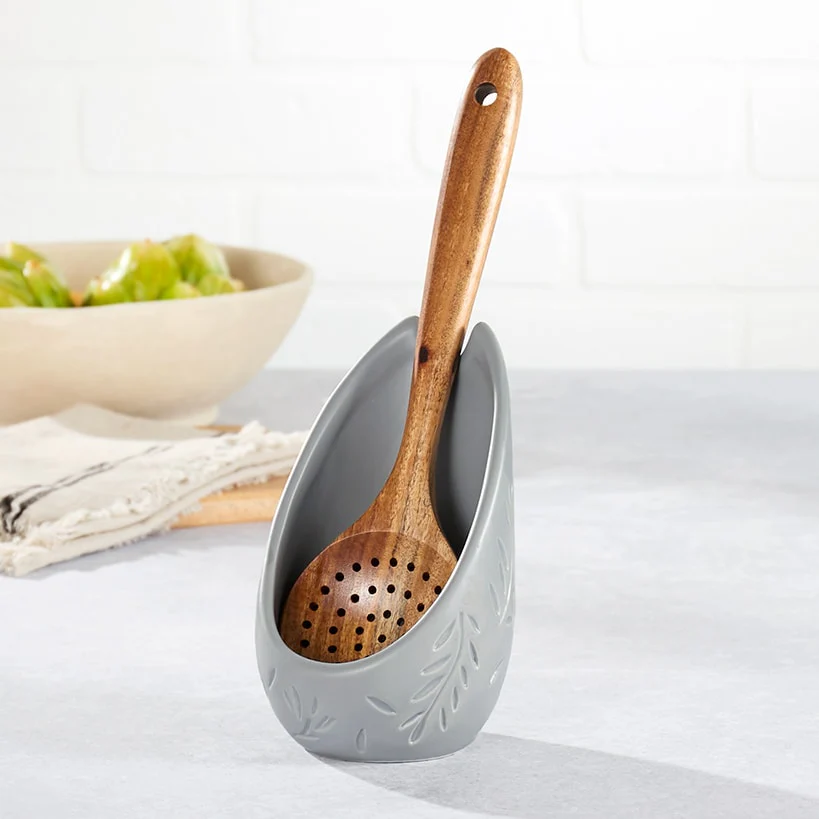 Embossed Upright Spoon Rest Utensil Holder - Image 3