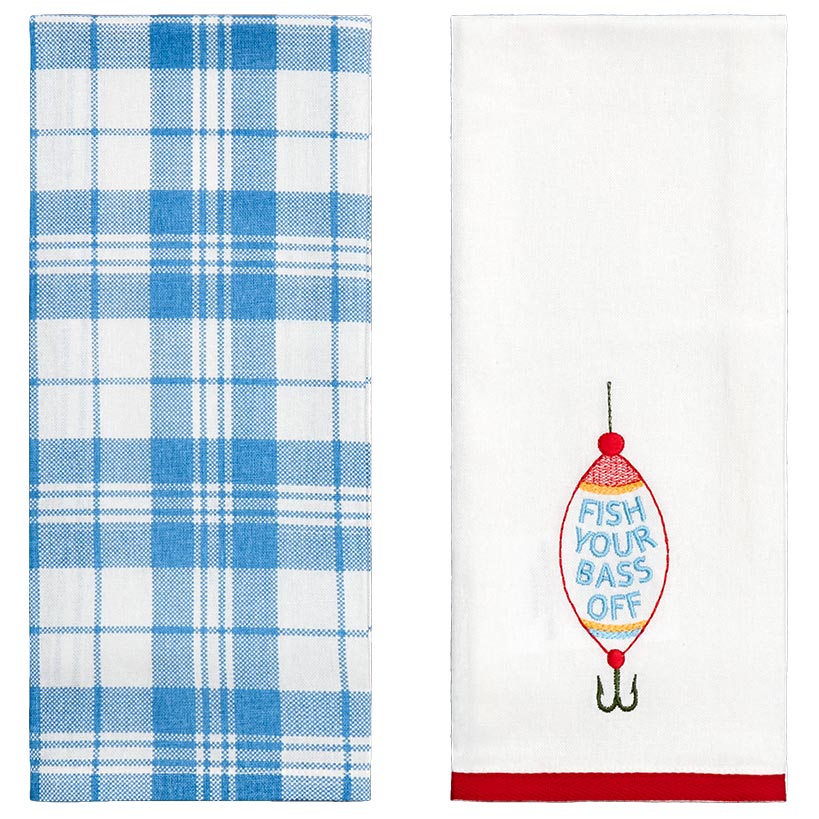 Embroidered Gone Fishing Kitchen Towels, Set of 2 - Image 3