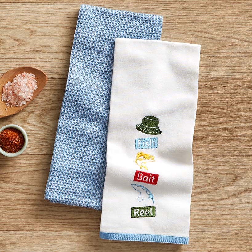 Embroidered Gone Fishing Kitchen Towels, Set of 2 - Image 5