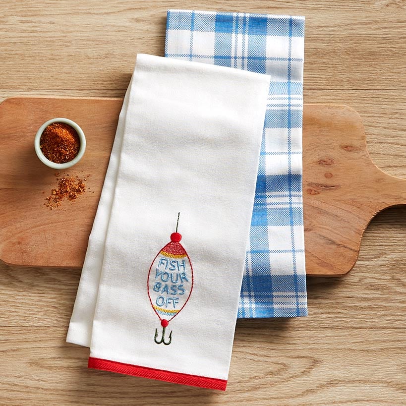 Embroidered Gone Fishing Kitchen Towels, Set of 2 - Image 6