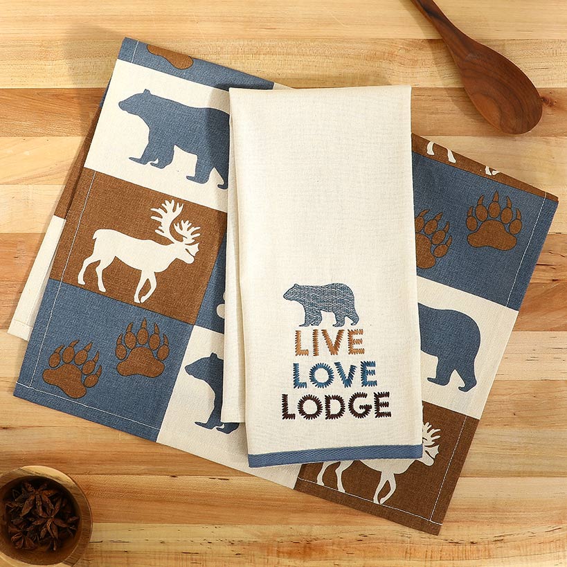 Embroidered Kitchen Towels Lodge Set of 2 - Image 2