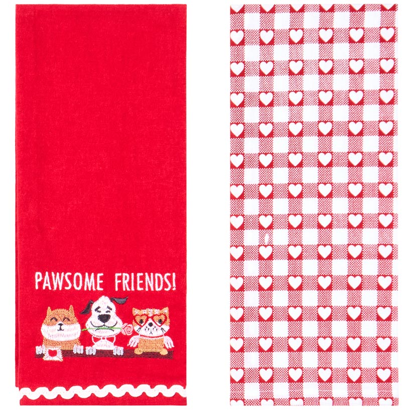Embroidered Kitchen Towels Valentine's Day Set of 2 - Image 5