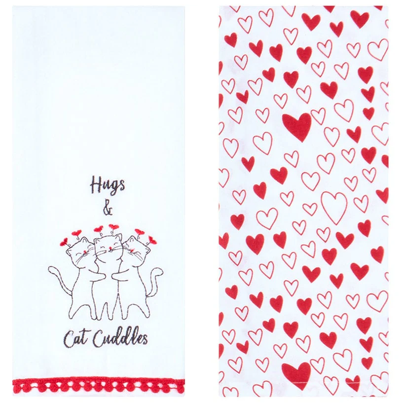 Embroidered Kitchen Towels Valentine's Day Set of 2 - Image 6