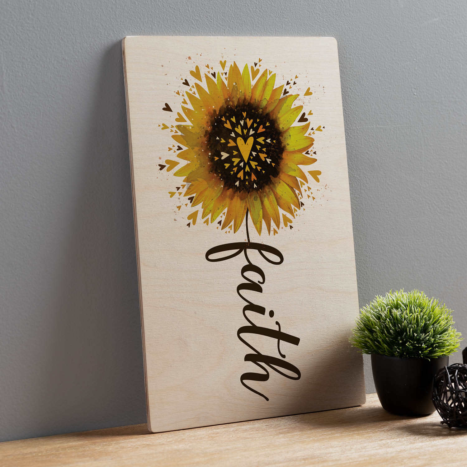 Faith Sunflower Wood Art Plaque - Image 2