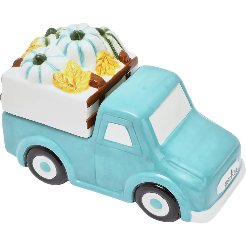 Fall Harvest Pumpkins Truck Shaped Cookie Jar - Image 3