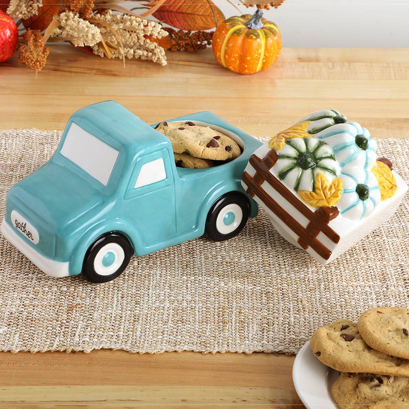 Fall Harvest Pumpkins Truck Shaped Cookie Jar - Image 4